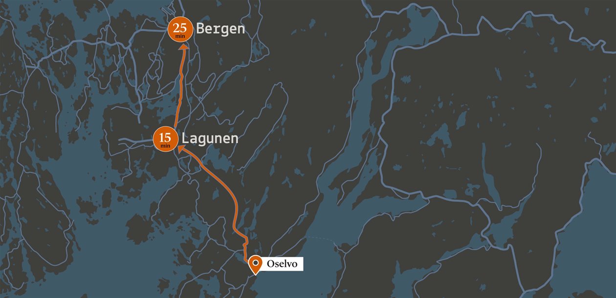 kjøretid bergen osøyro oselvo